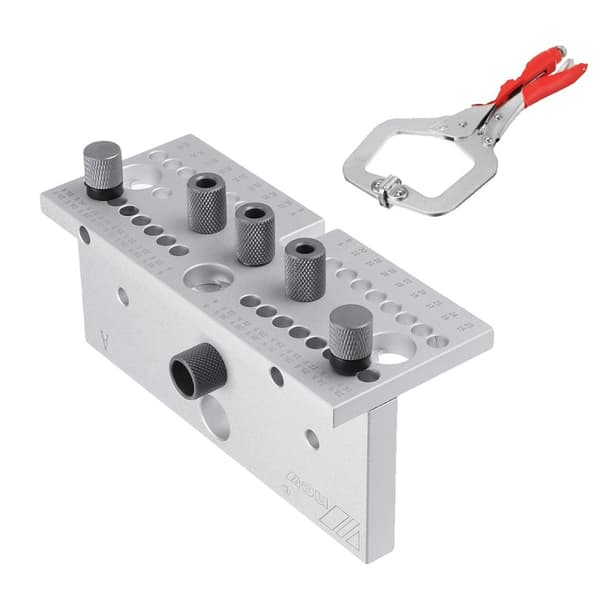 Træbearbejdnings Dowel Jig, Justerbar Tykkelse 15-30,5 mm, Inkluderer Boremuffer,Sølv sæt