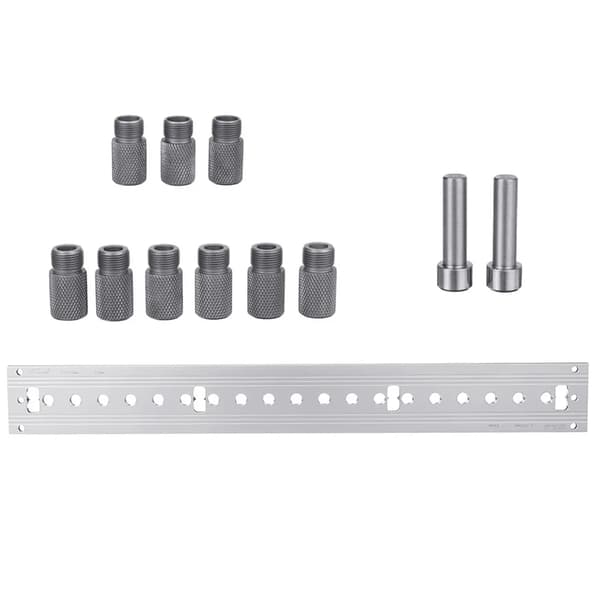 Træbearbejdnings Dowel Jig, Justerbar Tykkelse 15-30,5 mm, Inkluderer Boremuffer,Silver Board