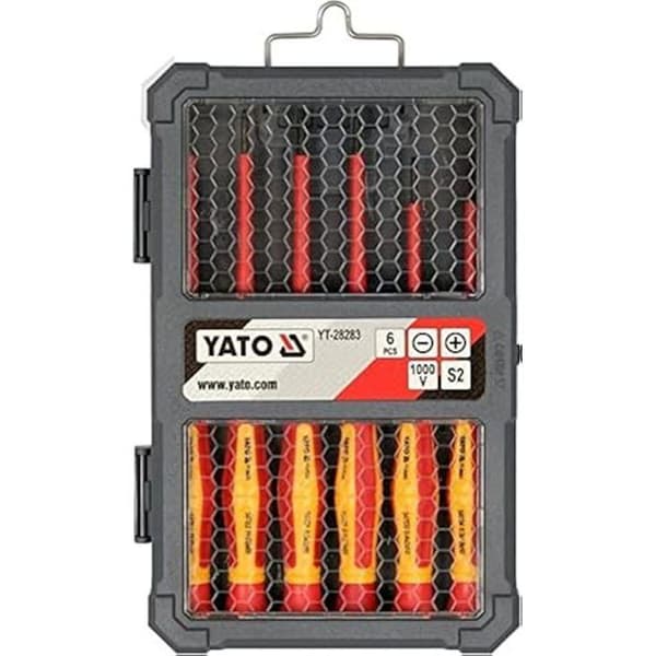 Set om 6 precision screwdrivers VDE - YATO - YT-28283 - Stål och plast - Mjuk handtag - Svart