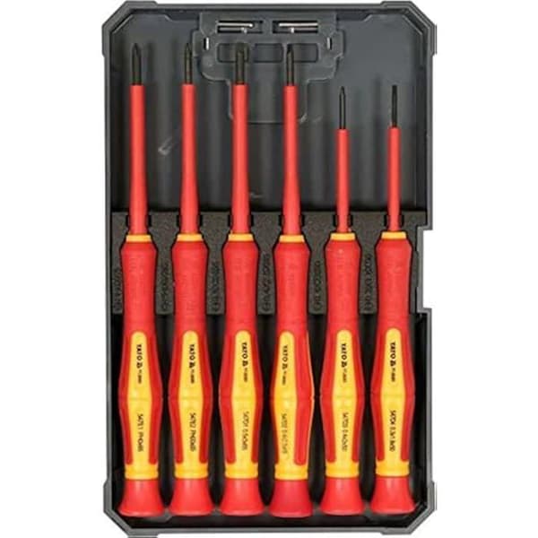 Set om 6 precision screwdrivers VDE - YATO - YT-28283 - Stål och plast - Mjuk handtag - Svart