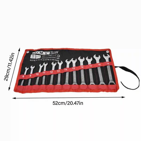Ratskruetrækkersæt, krom vanadium stål, 12 metriske størrelser 8-19 mm,8 - 19 mm