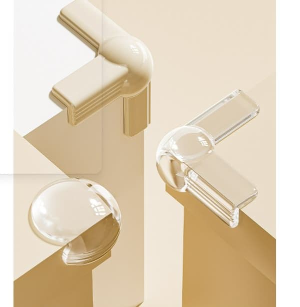 INF Beige L-formade hörnskydd med airbag (4-pack)