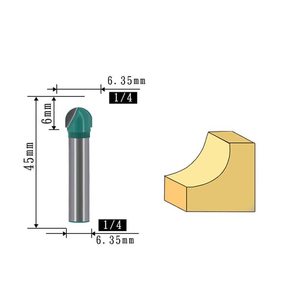 INF 1/4" Shank Round Bottom Router Bit (2-pack) A