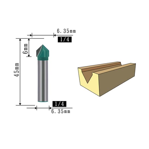 INF V-Groove Router Bit Sæt - 1/4 Tomme Skaft, Twin Pack A