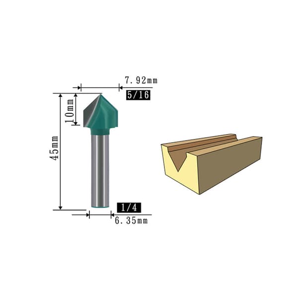 INF V-Groove Router Bit Sæt - 1/4 Tomme Skaft, Twin Pack B