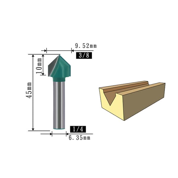 INF V-Groove Router Bit Sæt - 1/4 Tomme Skaft, Twin Pack C