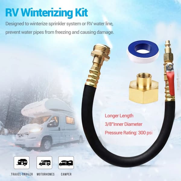 INF RV Vinterklargørings Blowout Adapter Kit med Afspærringsventil