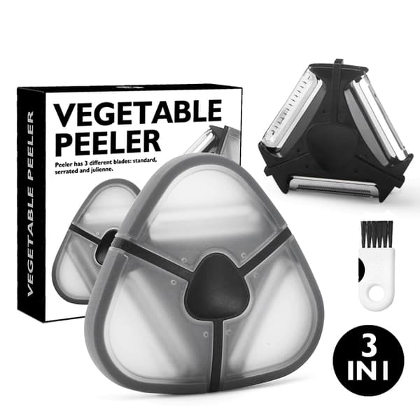INF 3-i-1 sort rustfrit stål skræller med farveboks