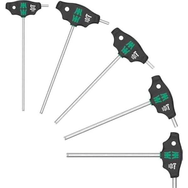 Hex-Plus skruvmejselsats - WERA - 454/5 HF SHK - 5 delar - T-handtag - Ergonomiskt tvåkomponentshandtag
