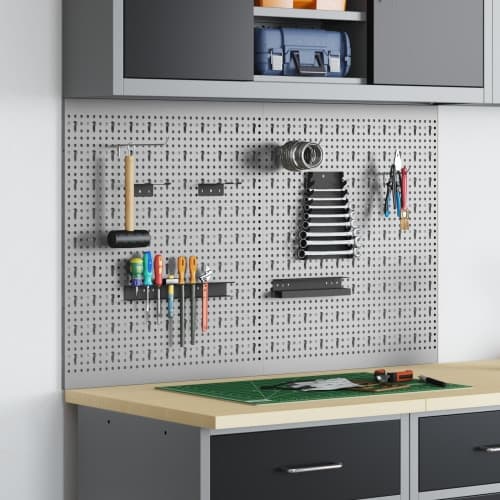 Pegboard 2 st med 8 tillbehör Grå 50x60 cm Stål