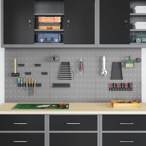 Pegboards - 3 pack med 15 tillbehör, Grå, 50x60 cm, Stål