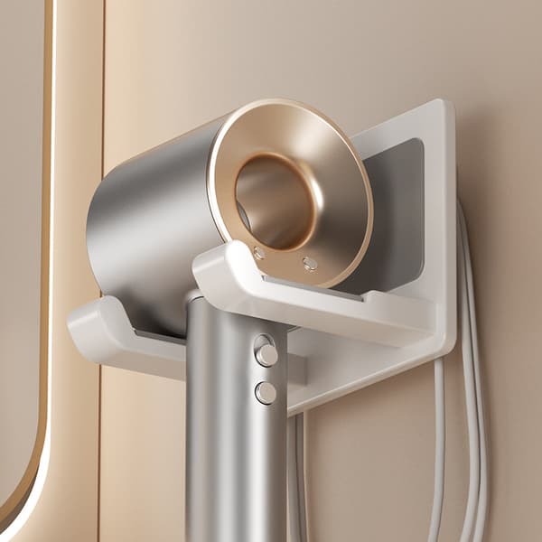 INF Selvklebende Hårfønerholder - Minimalistisk Design Hvit