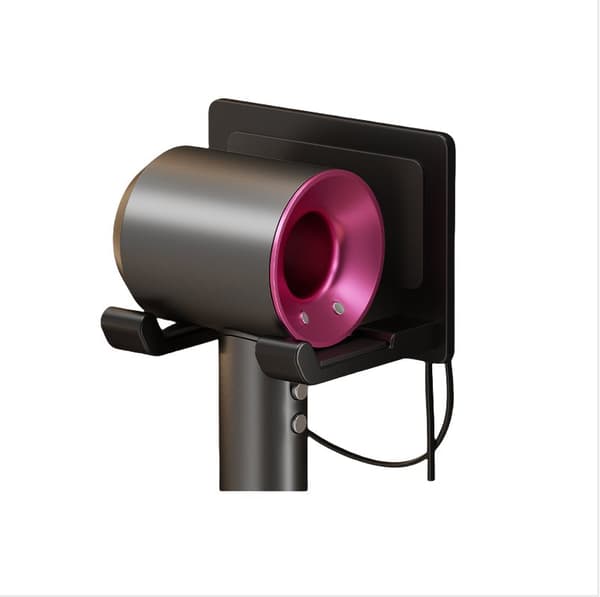 INF Selvklebende Hårfønerholder - Minimalistisk Design Sort
