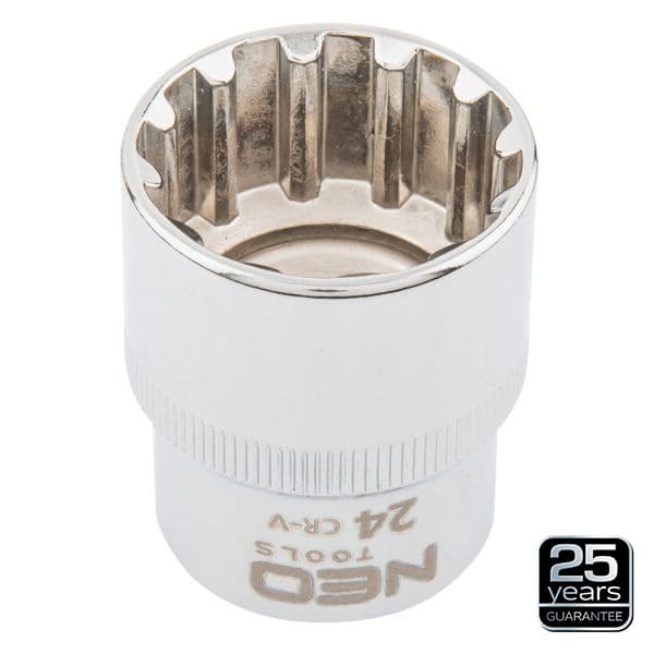 NEO TOOLS HYLSNYCKEL MED SPLINSTYCKA 1/2" 24MM