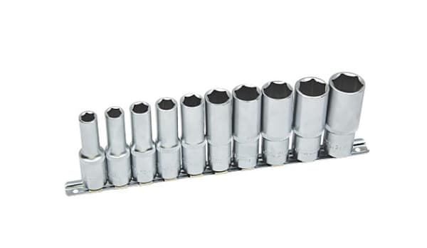 SELTA LANGE TOPNØGLER PÅ SKINNE 1/2", 10-24 MM, 10 STK.