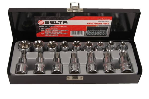 Selta TORX HYLSNYCKELSATS, 1/2", 16 DELAR, E 10-24, T 30-70