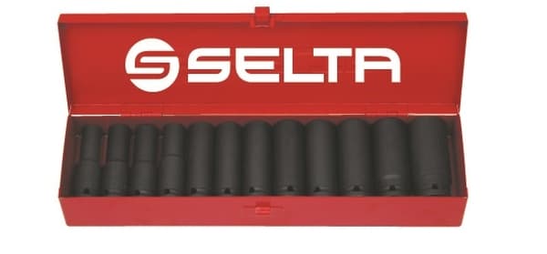 SELTA SÆT MED SLAGTOPPENØGLE, LANGE 1/2", 12 STK., 10-24 MM