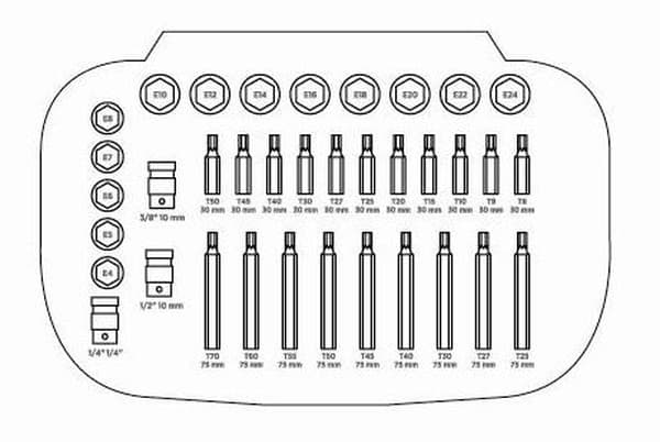 ROOKS TORX-TYÖKALUSETTI 1/2'', 3/8'', 1/4'', 36 OSAA