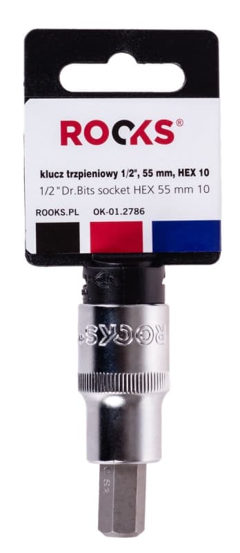 ROOKS 1/2" SKAFTNØGLE, 55 MM, UNDER 6-KANT 10