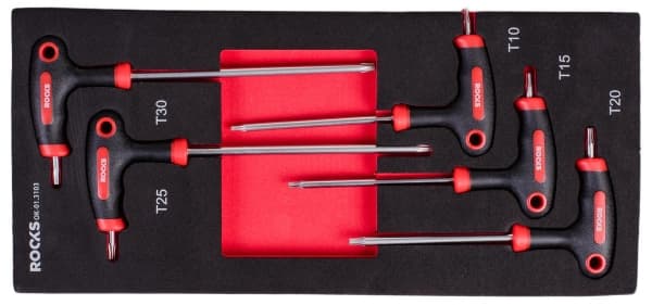 ROOKS TORX NØGLESÆT, MED HÅNDTAG, 5 DEELER
