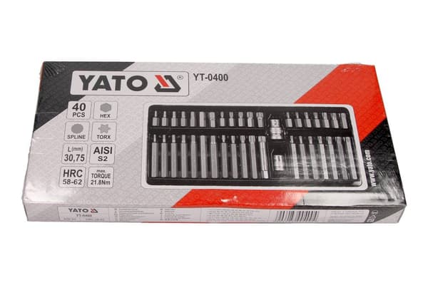 YATO SKRUETRÆKKERBITS TORX, HEX, NOT, SÆT MED 40 STK.