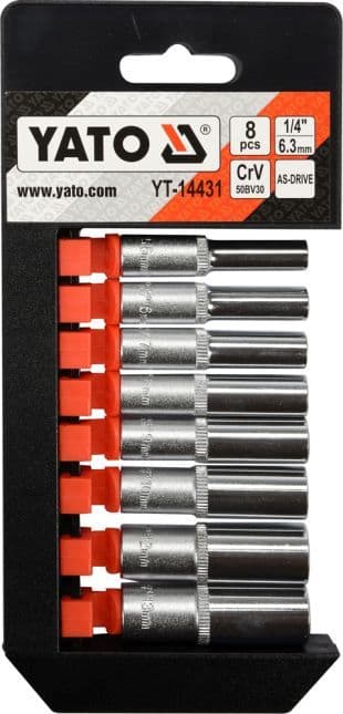 YATO PITKÄT HYLSYT 1/4", 8 KPL