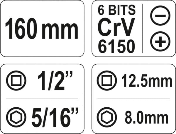YATO CR-V SLAGSKRUETRÆKKER + 6 BITS