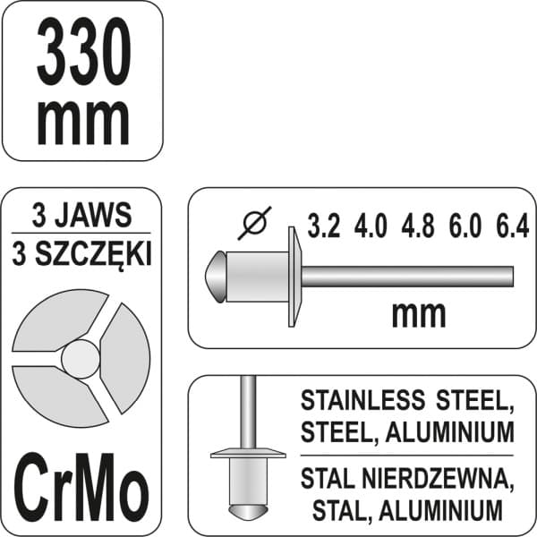 YATO LEVER-NITTETANG 3,2-6,4 MM