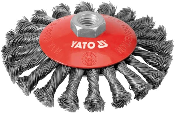 YATO SKIVEBØRSTE 125 MM MED M14 GEVIND, RUSTFRIT TRÅD