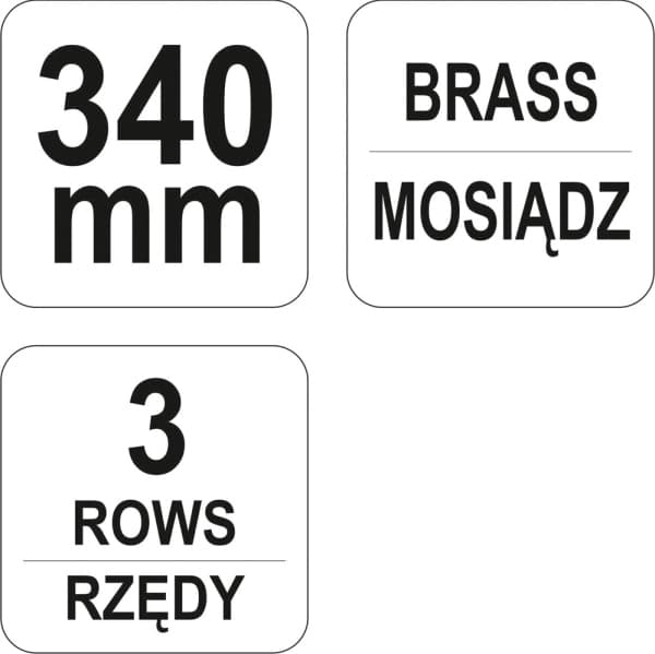 YATO STÅLBORSTE, MÄSSINGSTRÅD, 3 RADER, PLASTHANDTAG