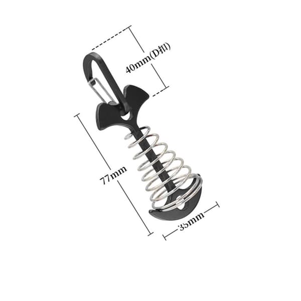 INF Fiskeben teltplugger i aluminiumslegering med spenne (4-pakning) Sort