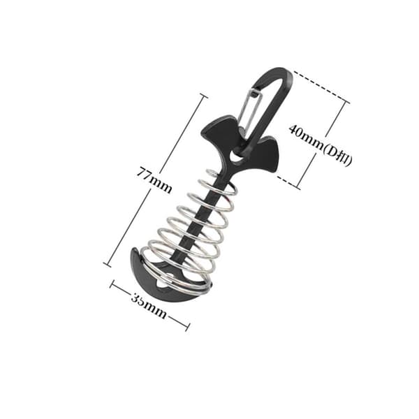 INF Fiskeben teltplugger i aluminiumslegering med spenne (4-pakning) Sort