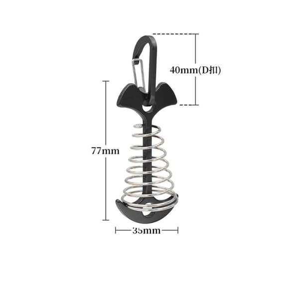 INF Fiskeben teltplugger i aluminiumslegering med spenne (4-pakning) Sort