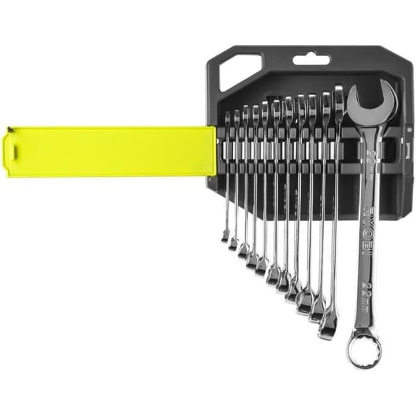 Sæt med 12 skruenøgler (8. 9. 10. 11. 12. 13. 14. 15. 16. 17. 19. 22 mm) - RYOBI - 15° udrykningsvinkel - Kompatibel med Ryobi LINK