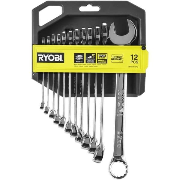 Sæt med 12 skruenøgler (8. 9. 10. 11. 12. 13. 14. 15. 16. 17. 19. 22 mm) - RYOBI - 15° udrykningsvinkel - Kompatibel med Ryobi LINK