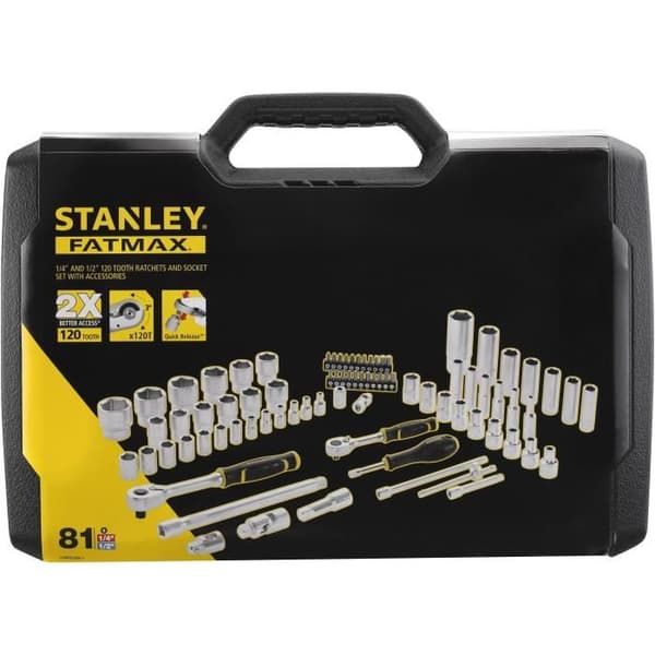 STANLEY FATMAX HYLSNYCKELSATS ¼'' + ½'' - 81-DELARS SET - FATMAX