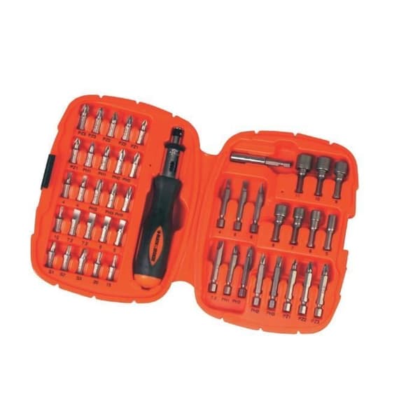 BLACK+DECKER 45-delars spärrskruvmejsel- och bitssats - A7039-XJ