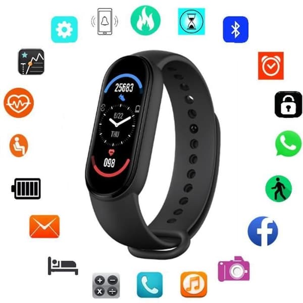M6 Smartwatch för män och kvinnor, sportarmband, blodtrycks- och pulsmätare TAMIS - KYS08365