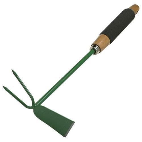 Adze/trädgårdsgaffel - FJÄRIL - skumhandtag - stål - trä - grön färg