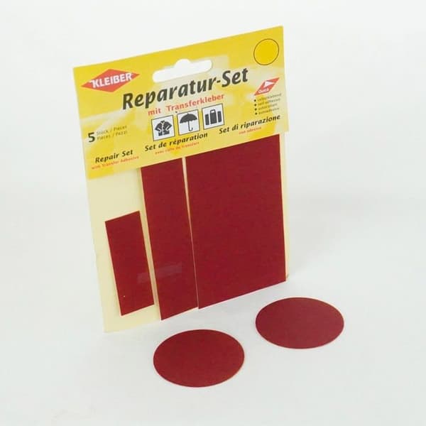 Kleiber handverktyg reservdel - 430-08 - 5-delad set Nylon självhäftande lappar för reparation av kläder, mörkröd