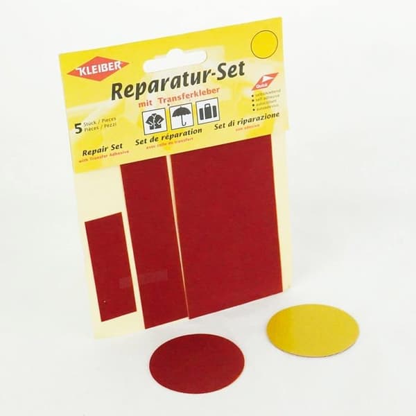Kleiber handverktyg reservdel - 430-08 - 5-delad set Nylon självhäftande lappar för reparation av kläder, mörkröd