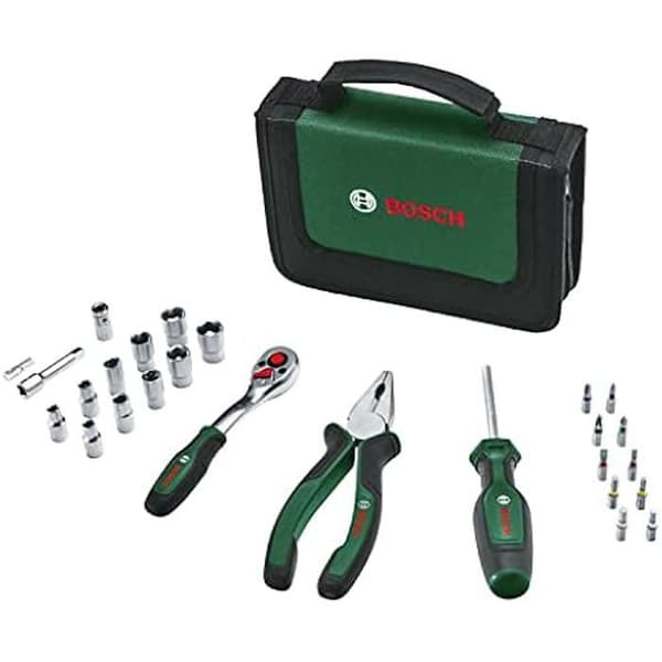 Bosch Hem och Trädgård Set med handverktyg "Mobility" 26 delar (kompakt och lätt att transportera för DIY-arbeten; utmärkt val)