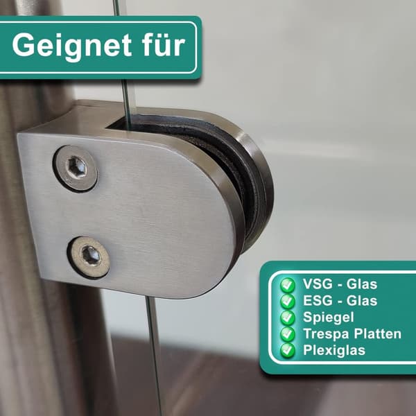 INF Fiskmunnklemme 304 Øvre Støtte Buet Bunn - 2 stk, Glassfeste