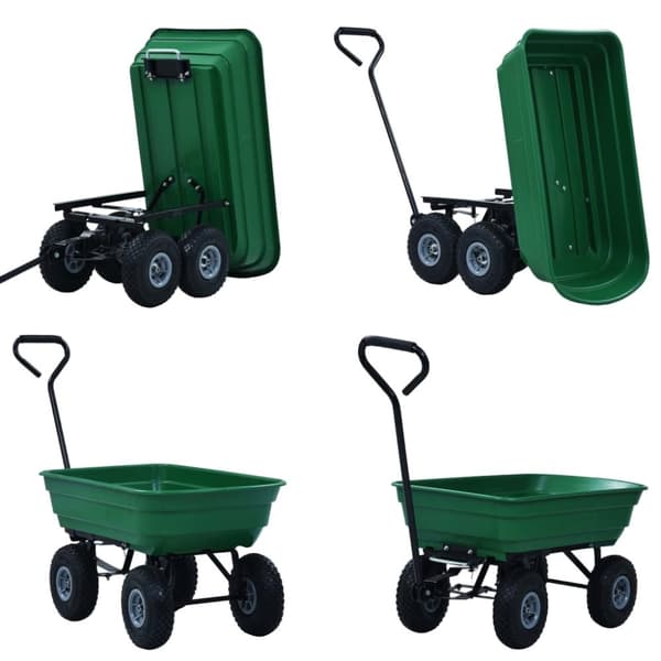 vidaXL Puutarhan kippikärry 300 kg 75 l vihreä