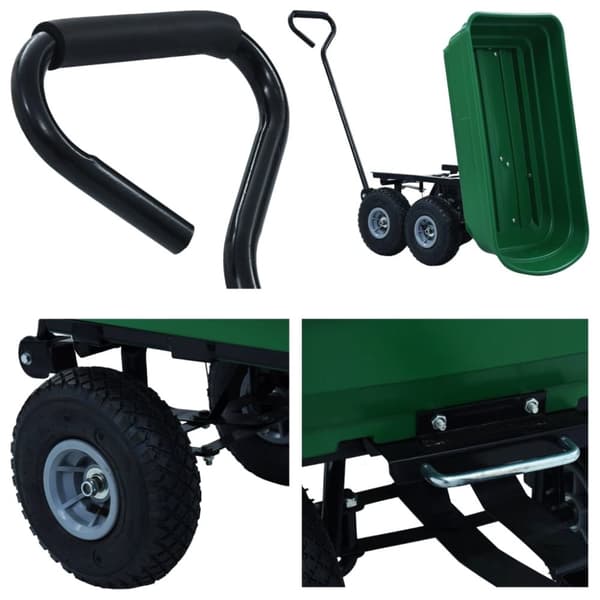 vidaXL Puutarhan kippikärry 300 kg 75 l vihreä