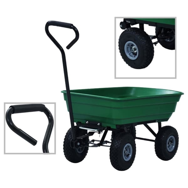 vidaXL Puutarhan kippikärry 300 kg 75 l vihreä