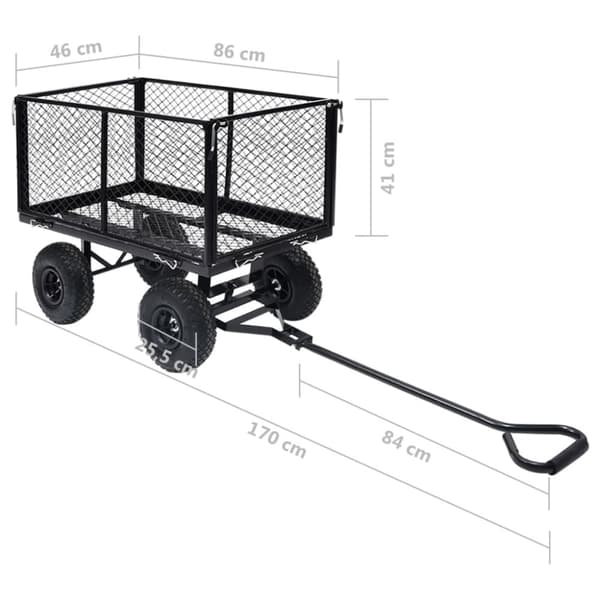 vidaXL Trädgårdsvagn svart 350 kg