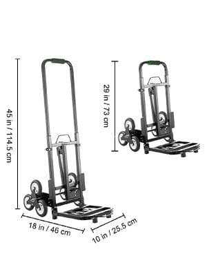 150kg last hopfällbar trappklättervagn med reservhjul, hållbar konstruktion, stabil drift, ergonomisk design, lätt att använda/förvara