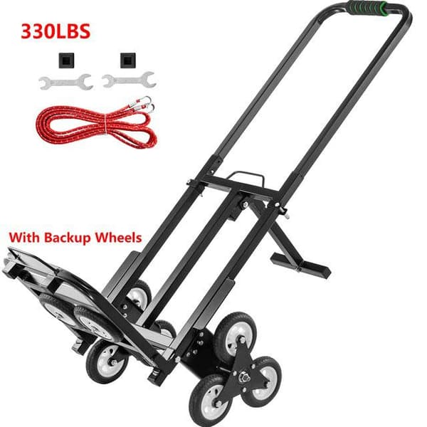 150kg last hopfällbar trappklättervagn med reservhjul, hållbar konstruktion, stabil drift, ergonomisk design, lätt att använda/förvara