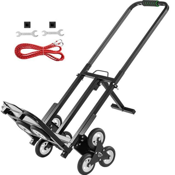 150kg last hopfällbar trappklättervagn med reservhjul, hållbar konstruktion, stabil drift, ergonomisk design, lätt att använda/förvara